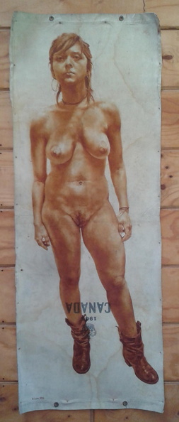 Obra que representa el inicio de su carrera como pintor marcada por la búsqueda de realismos y figuración principalmente a través del dibujo riguroso y libre de tecnologías de traspaso. / Óleo sobre tela 180 x 75 cm.
7_H.León.jpg