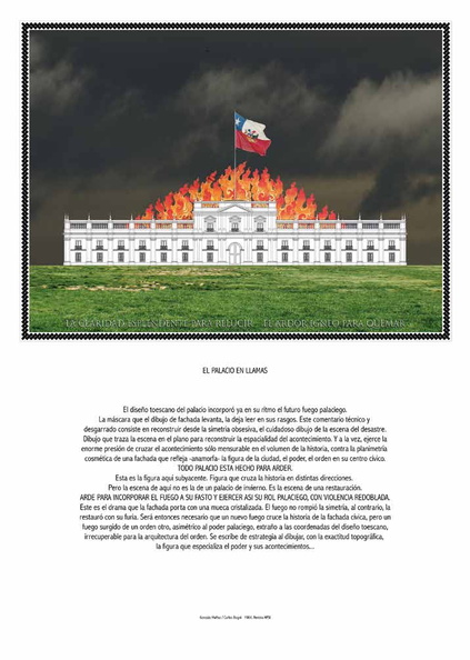 Su primera aparición pública fue en las paginas centrales de la revista APSI, en septiembre de 1984, la autoría del texto corresponde al poeta Gonzalo Muñoz (Exit).
30_C.Bogni.jpg
